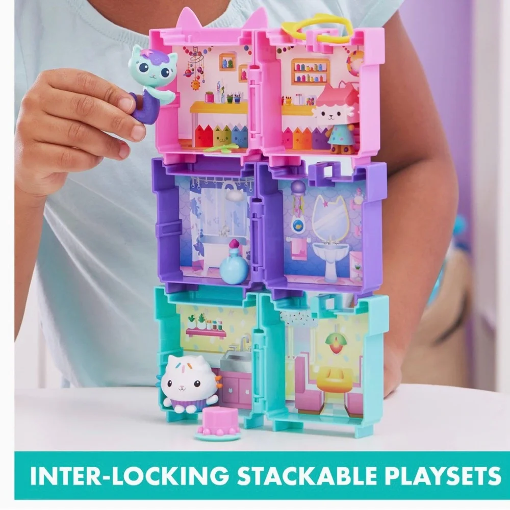 Gabby's Dollhouse, 3 Clip-On Playsets, with Cakey, Baby Box and Mercat Toy NEW - Picture 9 of 10